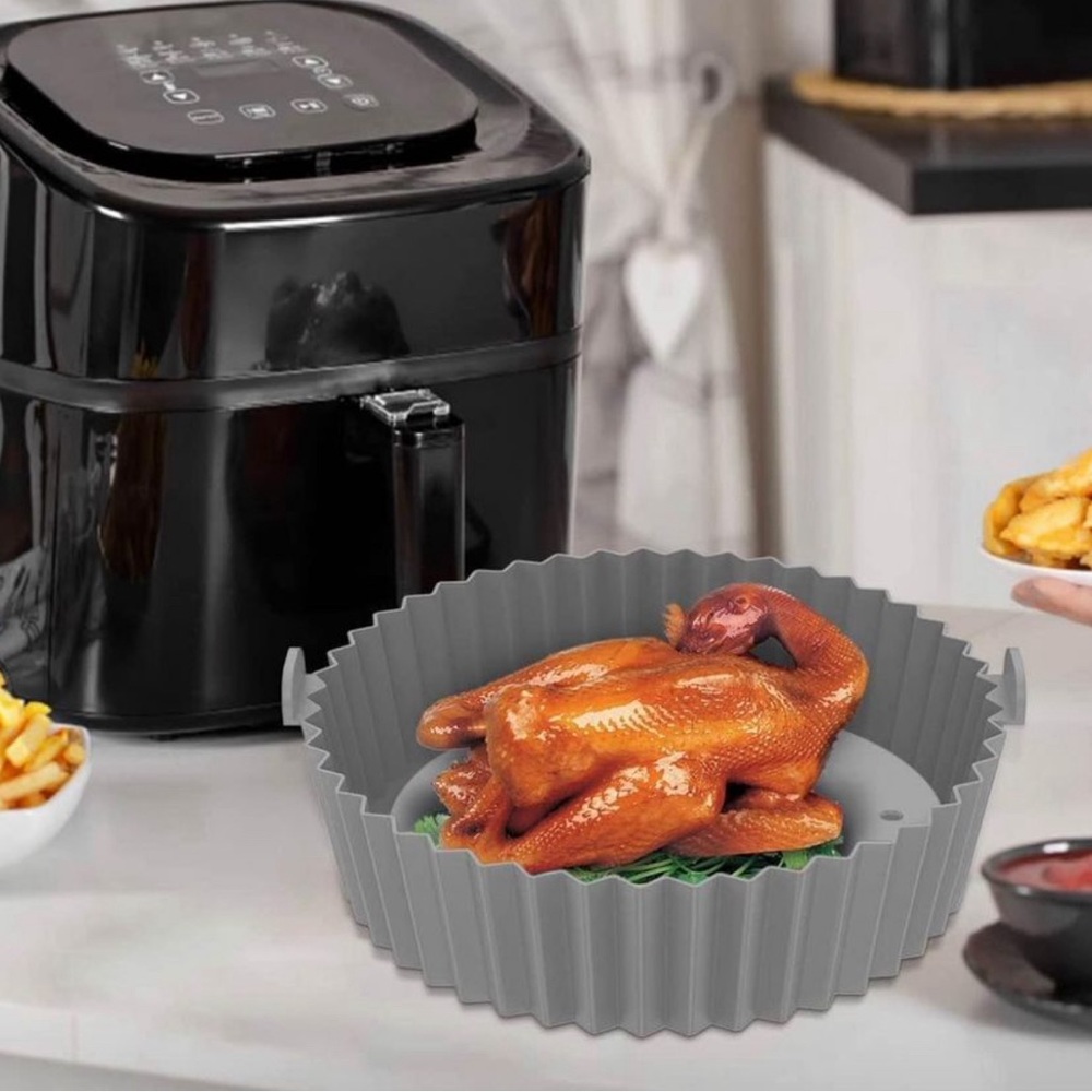 Brand new Liner for Air Fryer- Silicone Basket Non-Stick- Round- Grey- 8.7inches